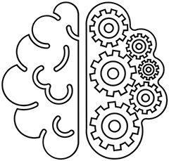 Icon eines Hirn mit Zahnrädern