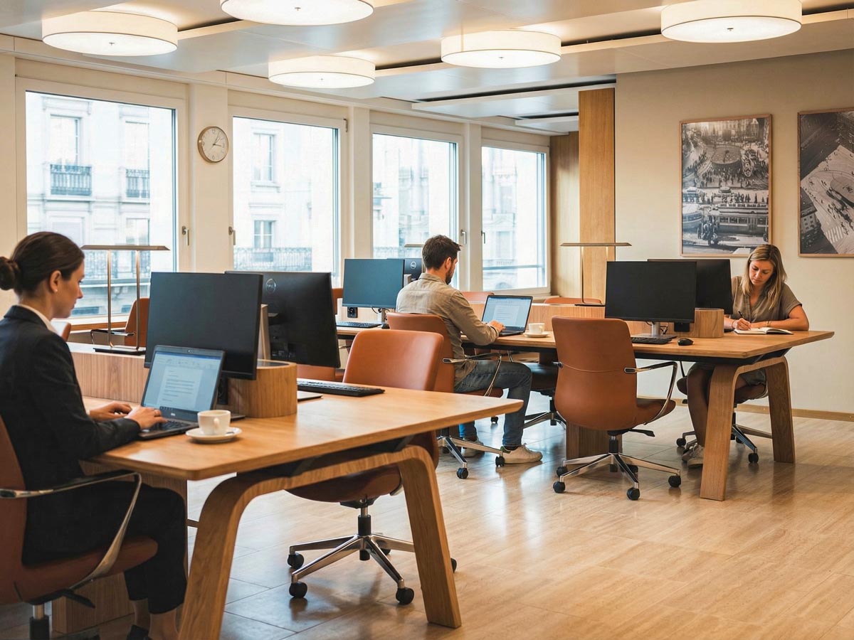 Open Space mit Einzelarbeitsplätzen