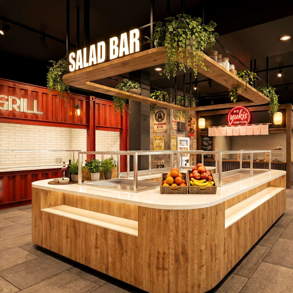 Salatbar im Kitchen Yard im Westhive Zürich Altstetten