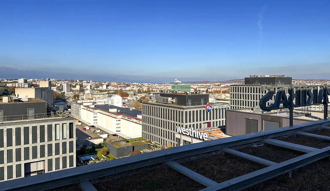 Blick vom Alto-Gebäude in Genf Pont-Rouge