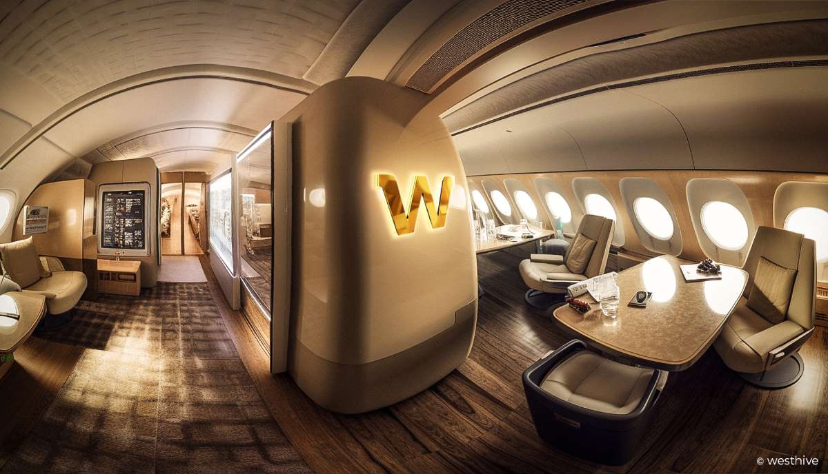 WorkLounge im Airbus A380 der Emirates 