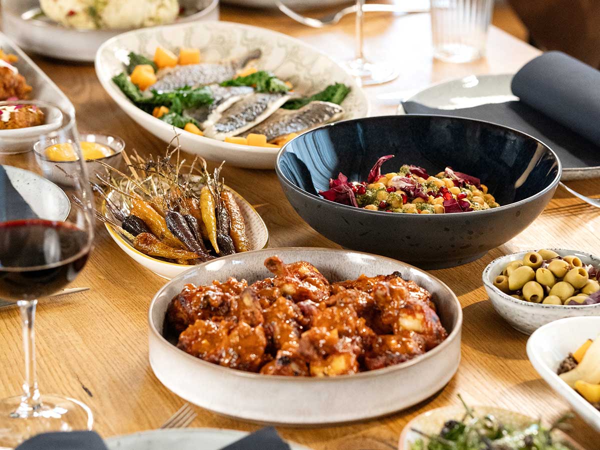 Table with a variety of dishes