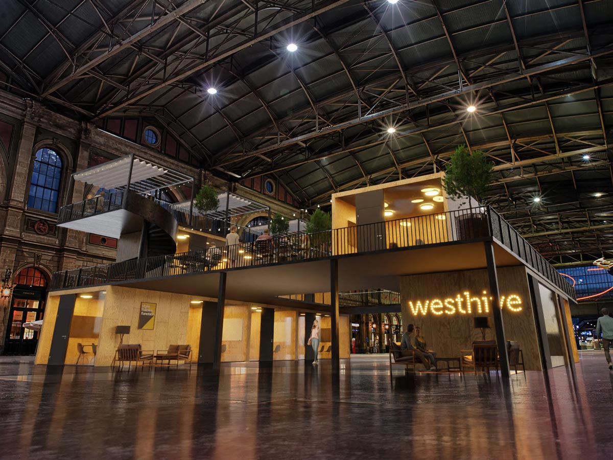 Westhive Coworking Space in der Halle der Zürcher Hauptbahnhofs